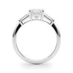 Princess Three Stone Diamond Engagement Ring Side View in Platinum or 18k Solid White Gold 