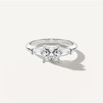 Princess Three Stone Diamond Engagement Ring Front View in Platinum or 18k Solid White Gold 