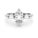 LUMEO Marquise Three Stone Diamond Engagement Ring Set in Platinum 
