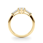 LUMEO Marquise Three Stone Diamond Engagement Ring Side View in 18k Solid Yellow Gold 
