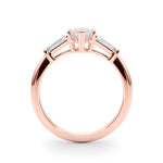 LUMEO Marquise Three Stone Diamond Engagement Ring Side View in 18k Solid Rose Gold 