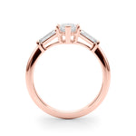 Marquise Three Stone Diamond Engagement Ring Side View in 18k Solid Rose Gold 