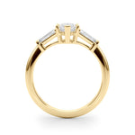 Marquise Three Stone Diamond Engagement Ring Side View in 18k Solid Yellow Gold 