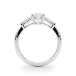 LUMEO Marquise Three Stone Diamond Engagement Ring Side View in Platinum 