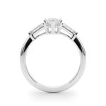 Marquise Three Stone Diamond Engagement Ring Side View in Platinum or 18k Solid White Gold 