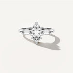 Marquise Three Stone Diamond Engagement Ring Front View in Platinum or 18k Solid White Gold 