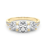 LUMEO Round Three Stone Diamond Engagement Ring Set in 18k Solid Yellow Gold 