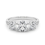 LUMEO Round Three Stone Diamond Engagement Ring Set in Platinum 