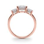 LUMEO Round Three Stone Diamond Engagement Ring Side View in 18k Solid Rose Gold 