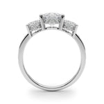 LUMEO Round Three Stone Diamond Engagement Ring Side View in Platinum 