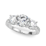 LUMEO Round Three Stone Diamond Engagement Ring Front View in Platinum 
