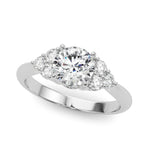 LUMEO Round Three Stone Diamond Engagement Ring Front View in Platinum 