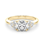 LUMEO Round Three Stone Diamond Engagement Ring Set in 18k Solid Yellow Gold 