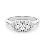LUMEO Round Three Stone Diamond Engagement Ring Set in Platinum 