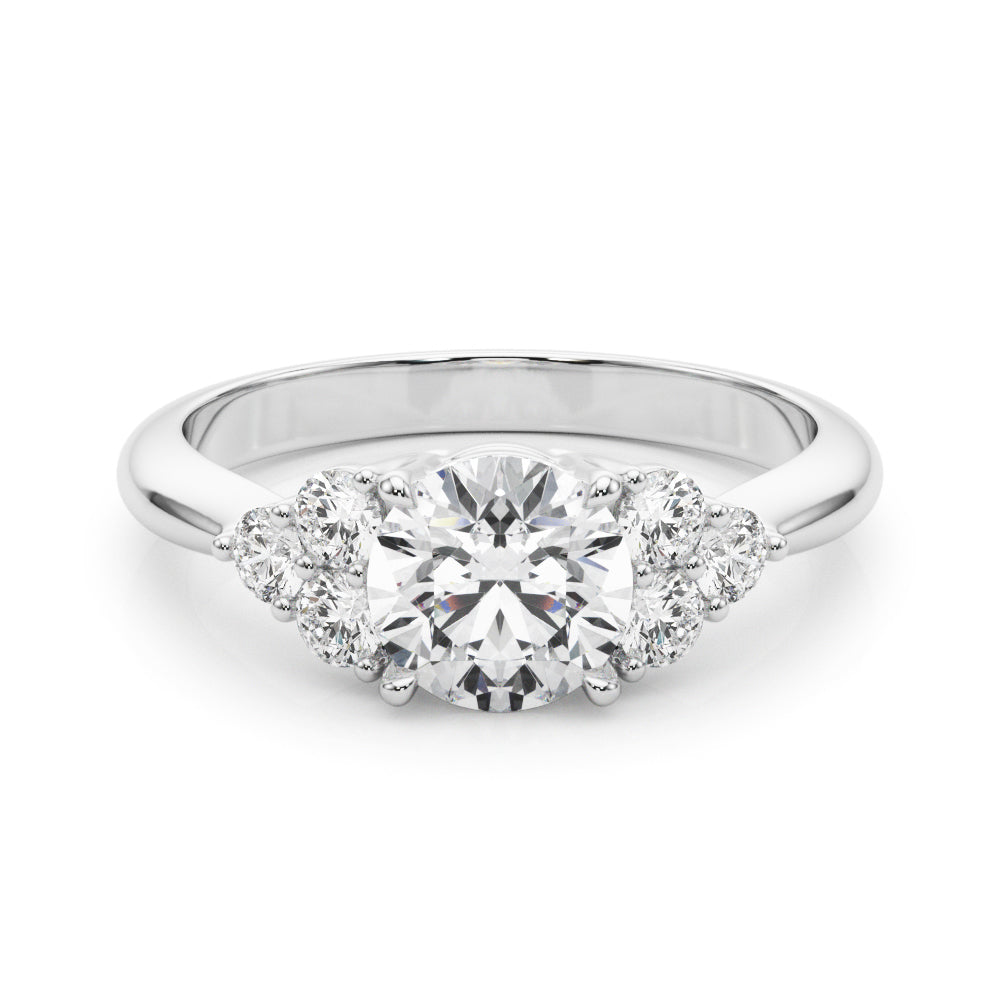 LUMEO Round Three Stone Diamond Engagement Ring Set in Platinum 