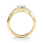 LUMEO Round Three Stone Diamond Engagement Ring Side View in 18k Solid Yellow Gold 