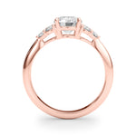 LUMEO Round Three Stone Diamond Engagement Ring Side View in 18k Solid Rose Gold 