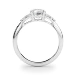 LUMEO Round Three Stone Diamond Engagement Ring Side View in Platinum 
