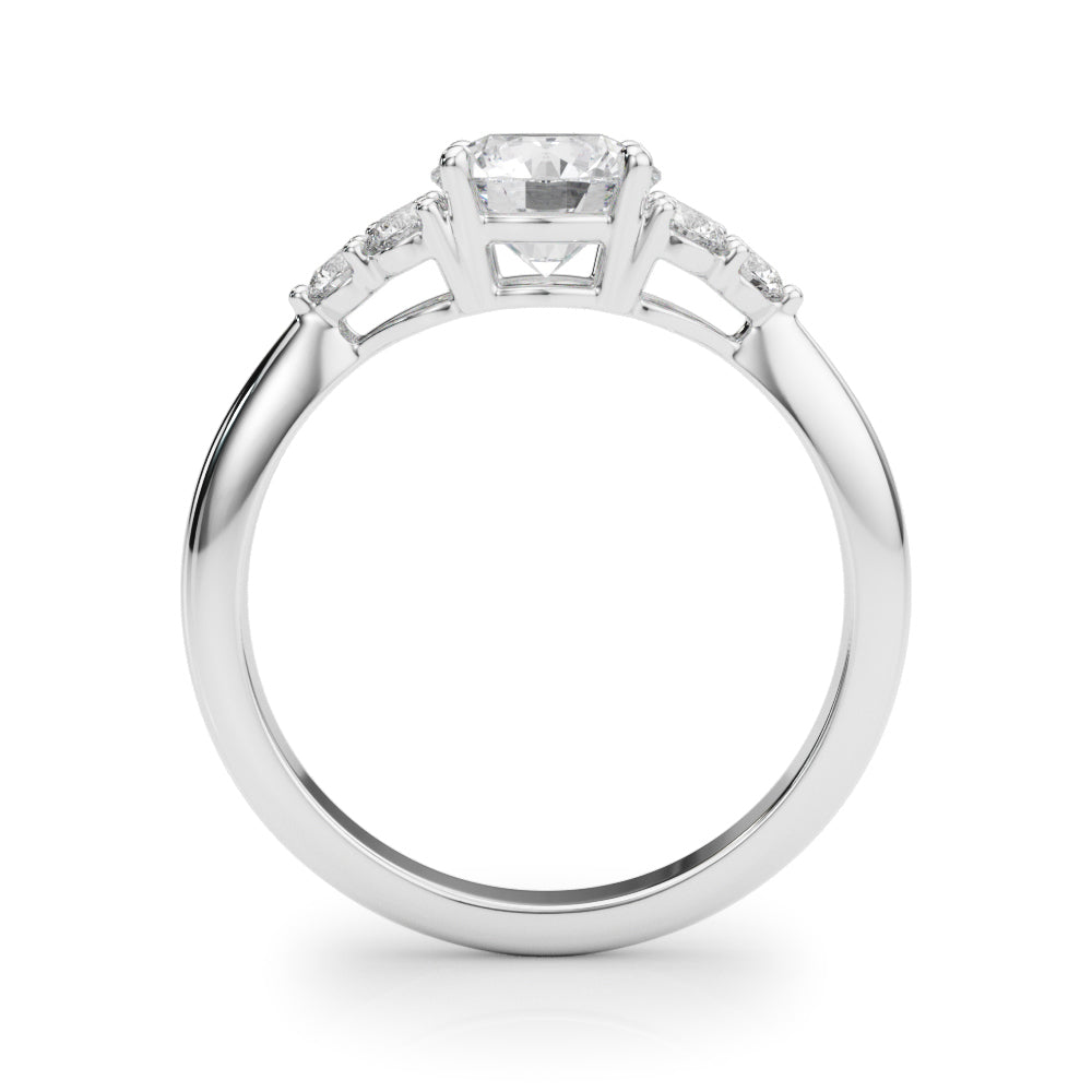 LUMEO Round Three Stone Diamond Engagement Ring Side View in Platinum 