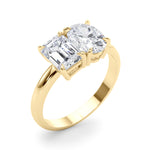 LUMEO Emerald Toi et Moi Diamond Engagement Ring Angle View in 18k Solid Yellow Gold 