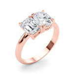 LUMEO Emerald Toi et Moi Diamond Engagement Ring Angle View in 18k Solid Rose Gold 