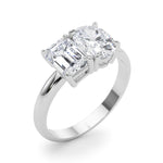 LUMEO Emerald Toi et Moi Diamond Engagement Ring Angle View in Platinum 