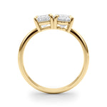 LUMEO Emerald Toi et Moi Diamond Engagement Ring Side View in 18k Solid Yellow Gold 
