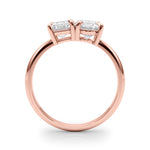 LUMEO Emerald Toi et Moi Diamond Engagement Ring Side View in 18k Solid Rose Gold 