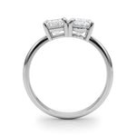 LUMEO Emerald Toi et Moi Diamond Engagement Ring Side View in Platinum 