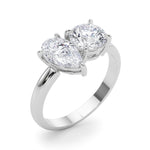 LUMEO Pear Toi et Moi Diamond Engagement Ring Angle View in Platinum 