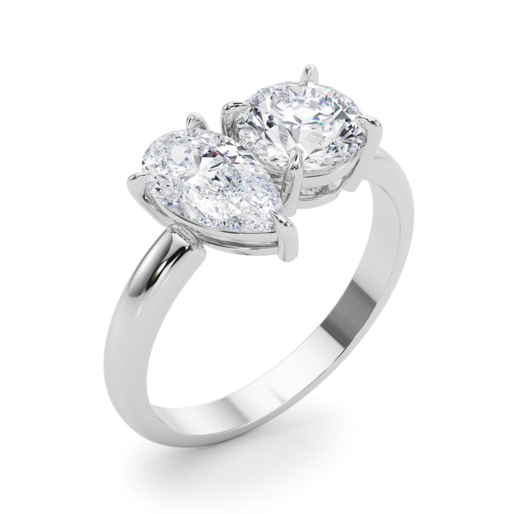 LUMEO Pear Toi et Moi Diamond Engagement Ring Angle View in Platinum 