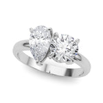 LUMEO Pear Toi et Moi Diamond Engagement Ring Front View in Platinum 