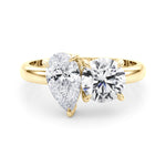 LUMEO Pear Toi et Moi Diamond Engagement Ring Set in 18k Solid Yellow Gold 