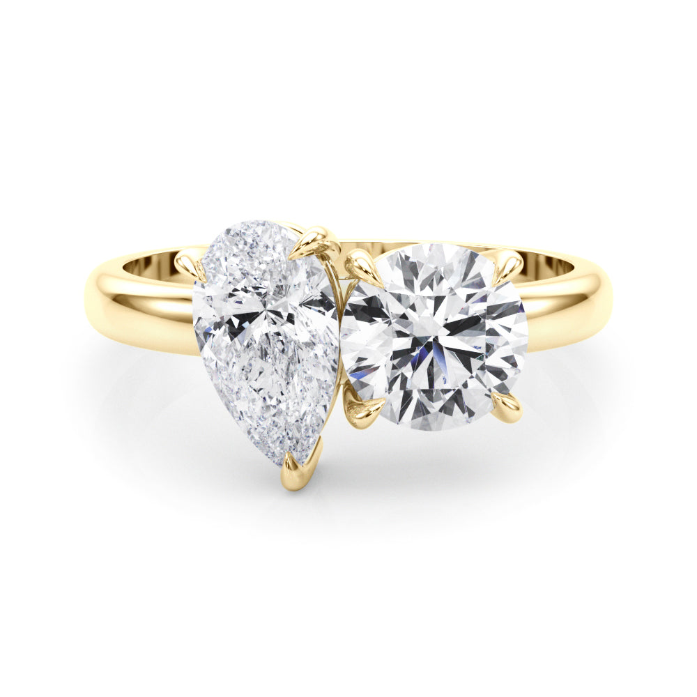 LUMEO Pear Toi et Moi Diamond Engagement Ring Set in 18k Solid Yellow Gold 