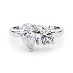 LUMEO Pear Toi et Moi Diamond Engagement Ring Set in Platinum 