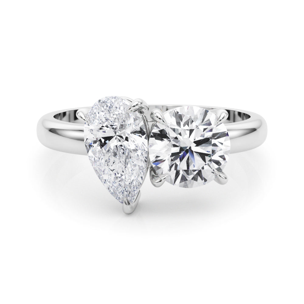 LUMEO Pear Toi et Moi Diamond Engagement Ring Set in Platinum 