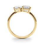 LUMEO Pear Toi et Moi Diamond Engagement Ring Side View in 18k Solid Yellow Gold 