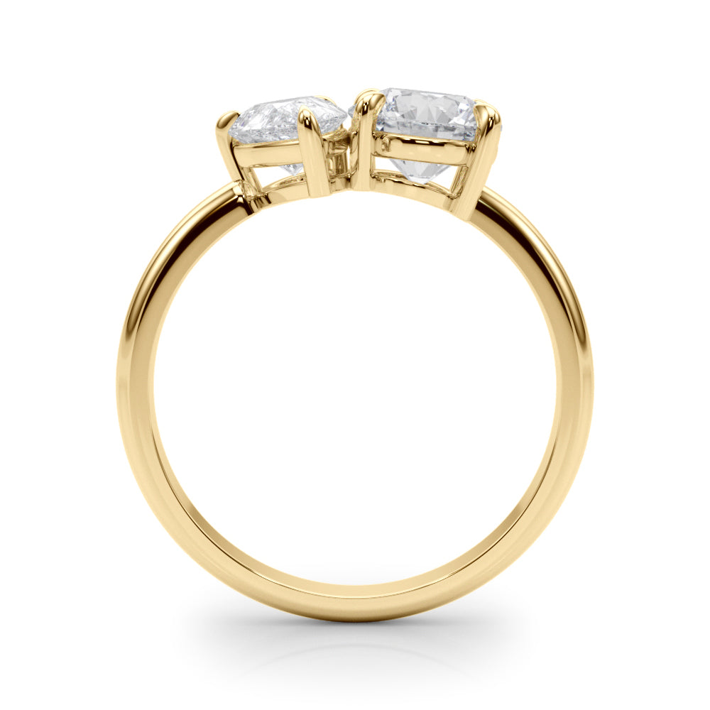 LUMEO Pear Toi et Moi Diamond Engagement Ring Side View in 18k Solid Yellow Gold 