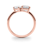 LUMEO Pear Toi et Moi Diamond Engagement Ring Side View in 18k Solid Rose Gold 