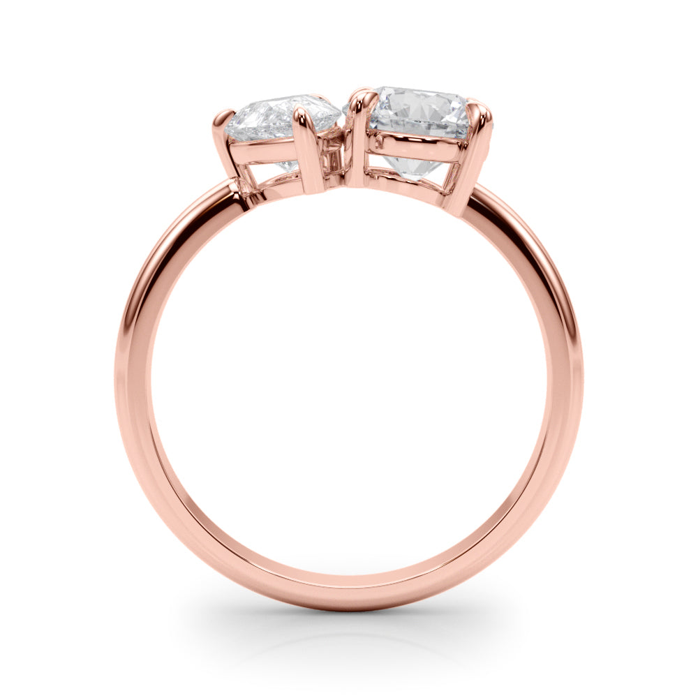 LUMEO Pear Toi et Moi Diamond Engagement Ring Side View in 18k Solid Rose Gold 