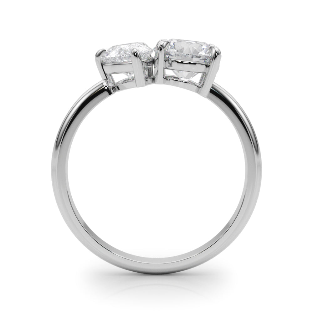 LUMEO Pear Toi et Moi Diamond Engagement Ring Side View in Platinum 