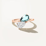 LUMEO Pear Two Stone Diamond Ring in 18k Solid Rose Gold 