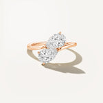 LUMEO Pear Two Stone Diamond Ring in 18k Solid Rose Gold 