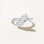 LUMEO Pear Two Stone Diamond Ring in Platinum or 18k Solid White Gold 