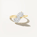 LUMEO Pear Two Stone Diamond Ring in 18k Solid Yellow Gold 