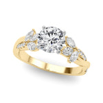 LUMEO Round Solitaire Diamond Engagement Ring Front View in 18k Solid Yellow Gold 