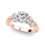 LUMEO Round Solitaire Diamond Engagement Ring Front View in 18k Solid Rose Gold 