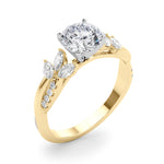 LUMEO Round Solitaire Diamond Engagement Ring Angle View in 18k Solid Yellow Gold 