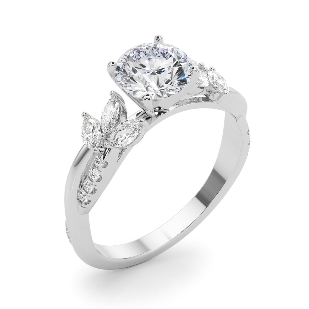 LUMEO Round Solitaire Diamond Engagement Ring Angle View in Platinum 