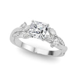LUMEO Asscher Solitaire Diamond Engagement Ring Front View in Platinum 